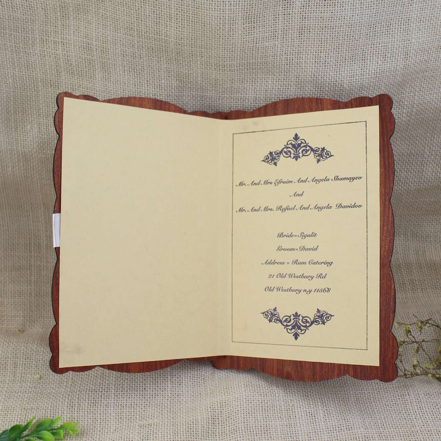 Wooden Wedding Invitation Card With Glitter Paper Invitation Card Customized 